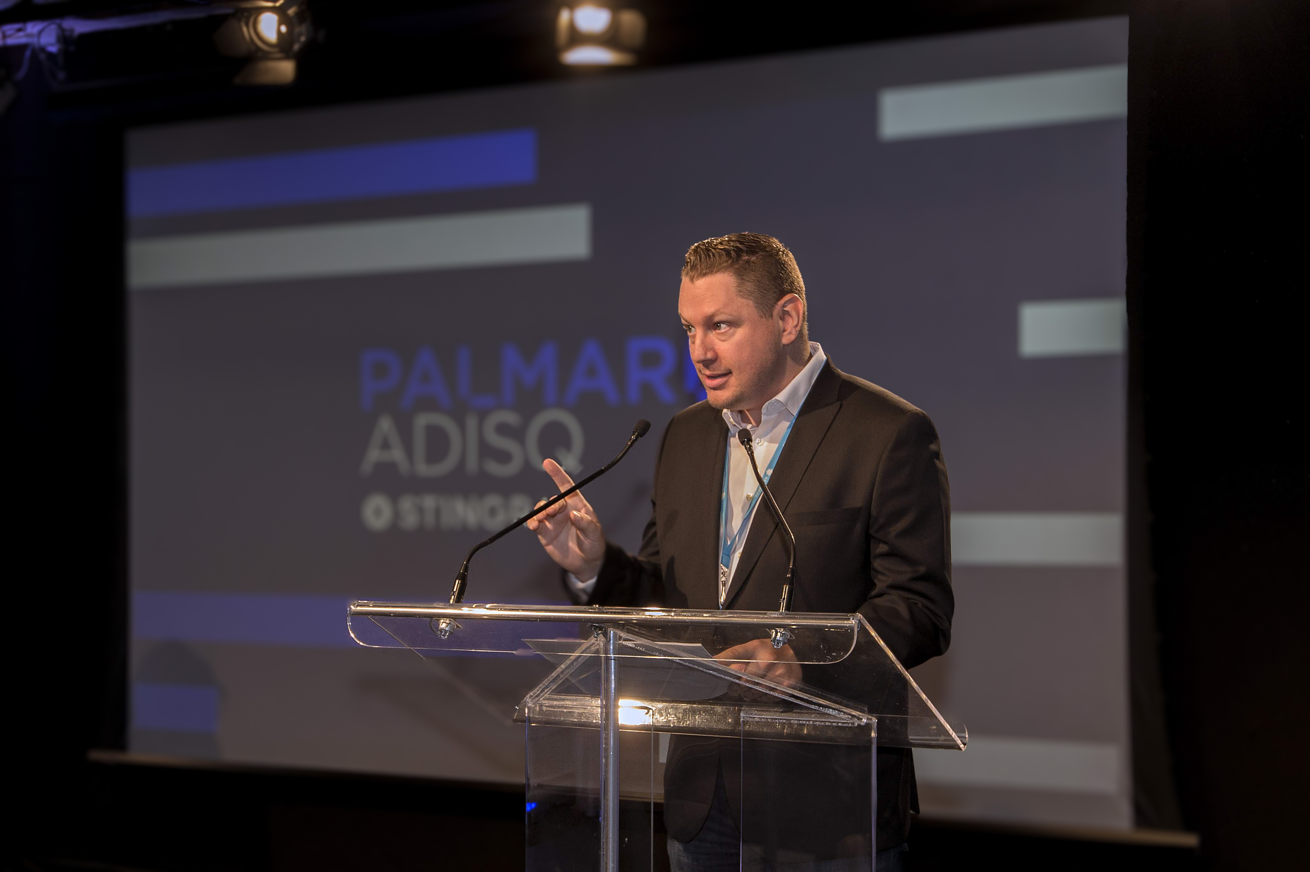 Fred Ranger presenting on stage